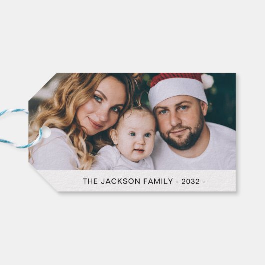 2家族の写真クリスマスの最も素晴らしい時間 ギフトタグ (裏面横)