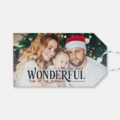 2家族の写真クリスマスの最も素晴らしい時間 ギフトタグ (正面(横))