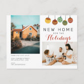 2家族の写真クリスマスボール新しいホームムービング 案内ポストカード (正面)