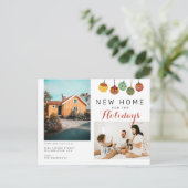 2家族の写真クリスマスボール新しいホームムービング 案内ポストカード (スタンド正面)