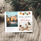 2家族の写真クリスマスボール新しいホームムービング 案内ポストカード