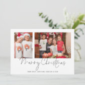 2家族の写真コラージュ名メリークリスマス シーズンカード (スタンド正面)
