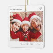 2家族の写真シンプルクリスマスミニマルおもしろい セラミックオーナメント (左)