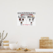 2家族ピンクのフラクタルツリーフォト名ポスター ポスター (キッチン)