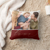 2家族フォトラブスクリプトタイポグラフィブルゴーニュ クッション (ブランケット)