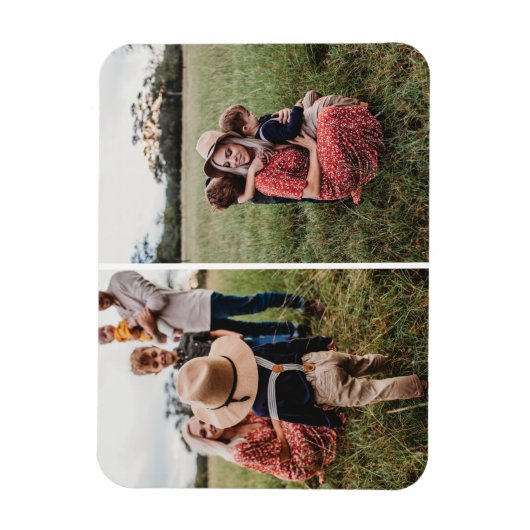 2家族モダン写真コラージュ |独自のデザイン マグネット (縦)