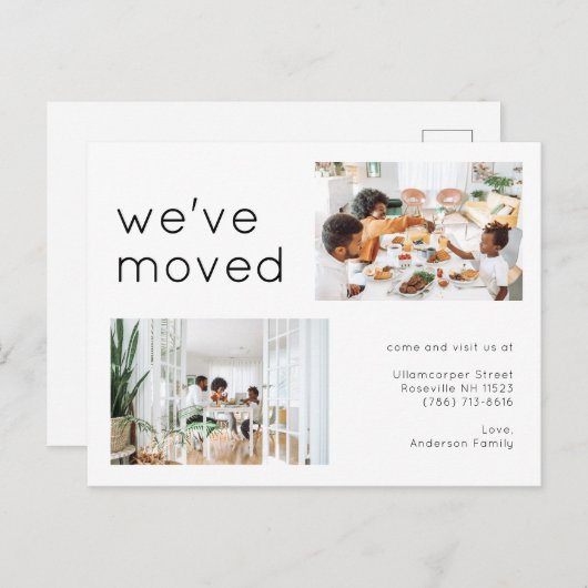 2家族モダン写真ミニマリスト移動 案内ポストカード (正面/裏面)