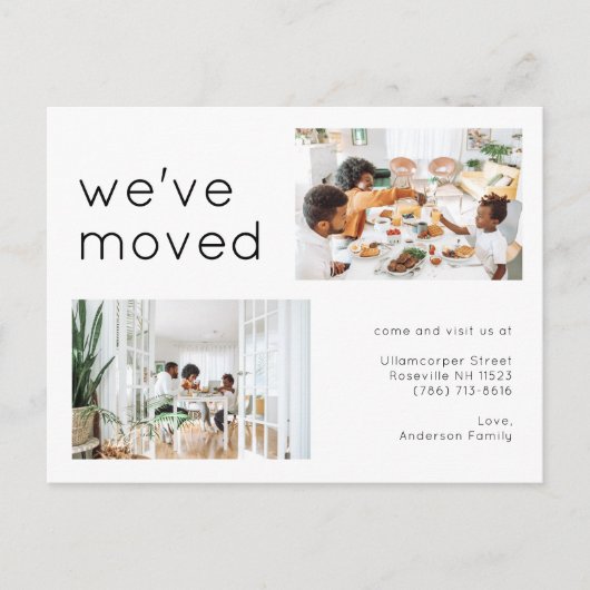 2家族モダン写真ミニマリスト移動 案内ポストカード (正面)