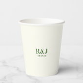 2対結婚緑モノグラム 紙コップ (裏面)