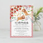 2小さなミートボールがツインベイビーシャワーの途中にある 招待状 (スタンド正面)