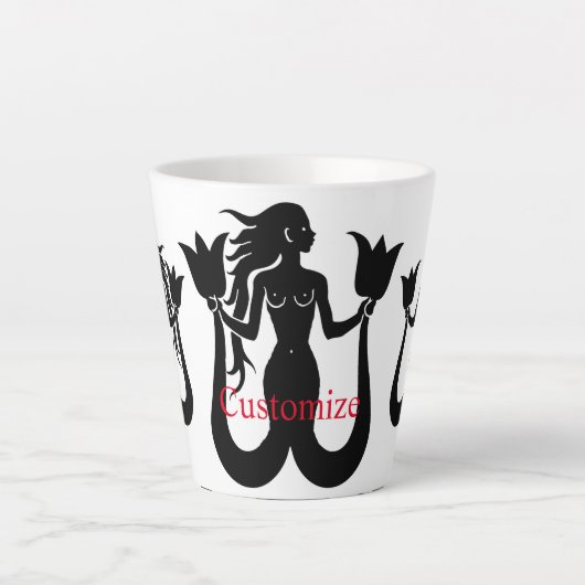 2尾マーメイドシルエットThunder_Cove カフェラテマグ (正面)