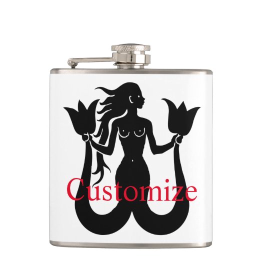 2尾マーメイドシルエットThunder_Cove フラスク (正面)