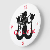 2尾マーメイドシルエットThunder_Cove ラージ壁時計 (傾斜)