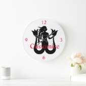 2尾マーメイドシルエットThunder_Cove ラージ壁時計 (ホーム)