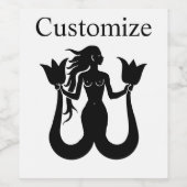 2尾マーメイドシルエットThunder_Cove ワインラベル (シングルラベル)