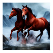 2川の美しい野生の栗の馬