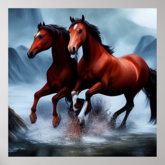 2川の美しい野生の栗の馬 ポスター (正面)