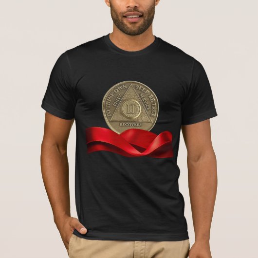 2年オウム記念日コインレッドリボン Tシャツ (正面)
