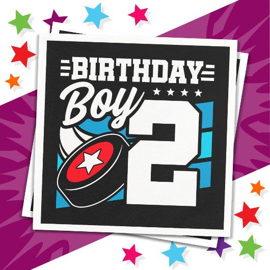 2年オールドホッケーパーティーテーマ2nd誕生日ボーイ スタンダードカクテルナプキン