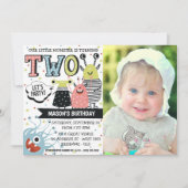 2年オールドモンスター誕生日招待状 招待状 (正面)