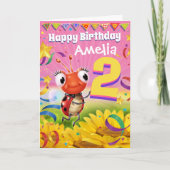 2年カスタム誕生日カードLittle Ladybug range カード (正面)
