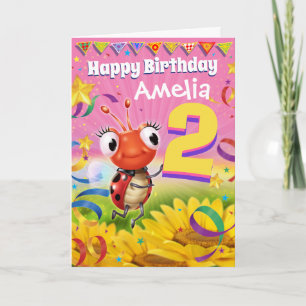 2年カスタム誕生日カードLittle Ladybug range カード