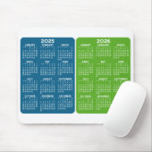 2年カレンダー – 年ビュー青（緑） マウスパッド (マウス)