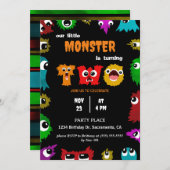 2年リトルモンスター誕生日招待状 招待状 (正面/裏面)