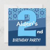 2年前の誕生日ブルースターズ、男の子W724 招待状 (正面)