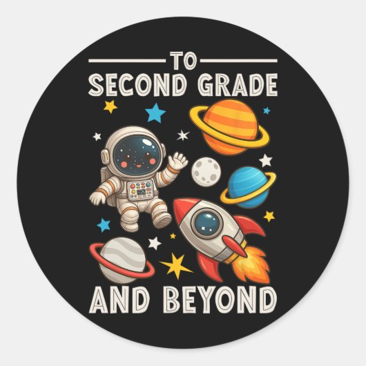 2年生になっても宇宙飛行士でいるよ おもしろバックトゥー ラウンドシール (正面)