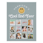 2年生のクールな誕生日フォトコラージュ ポスター (正面)