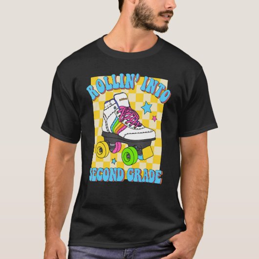2年生のスケートで滑るスケーターにローリン'戻るSch Tシャツ (正面)