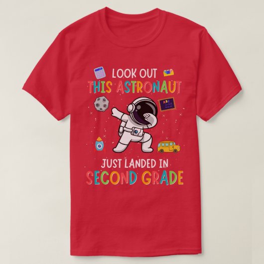 2年生のダビング宇宙飛行士の子供を戻して見る Tシャツ (デザイン正面)