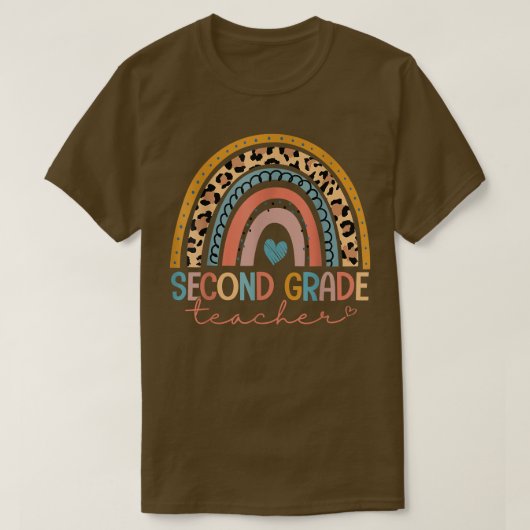 2年生の先生おもしろいヒョウ虹バックト Tシャツ (デザイン正面)