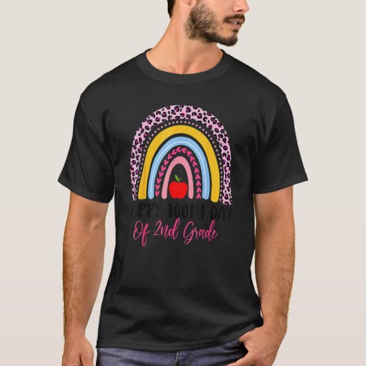 2年生の先生のための100日目の学校 虹 Tシャツ (正面)