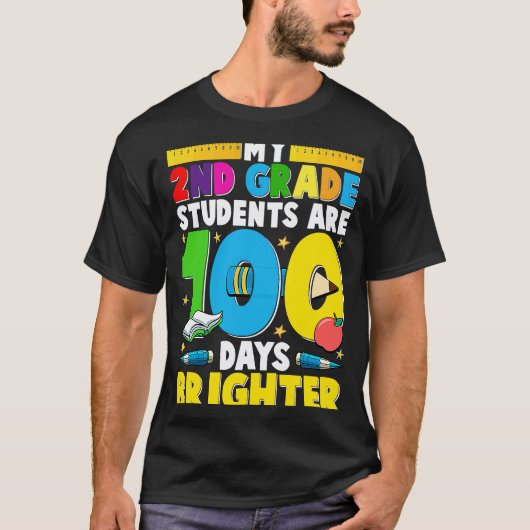 2年生の先生のための100日目の学校 Tシャツ (正面)