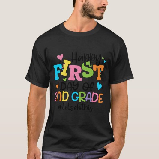 2年生の初めての日を楽しもう! がんばろう! Tシャツ (正面)