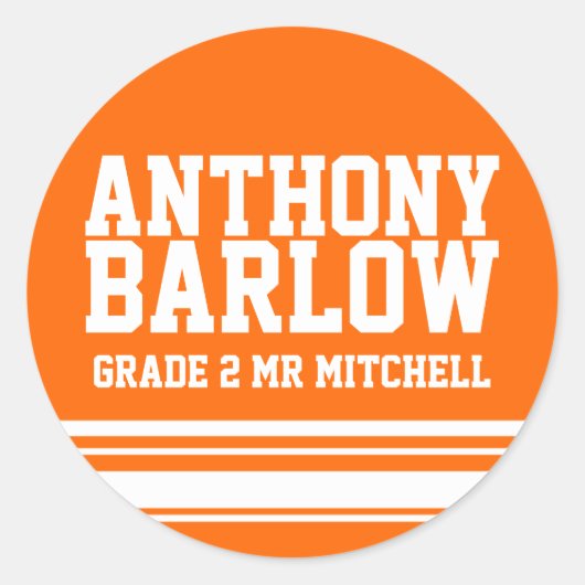 2年生の学校教育名idステッカーorange ラウンドシール (正面)