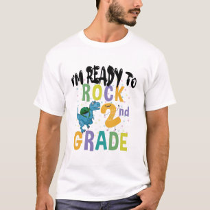 2年生の恐竜がロックする学校再開 Tシャツ