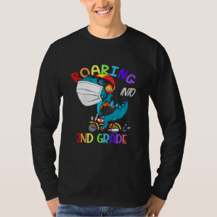 2年生の恐竜の顔マスクBへの轟音 Tシャツ