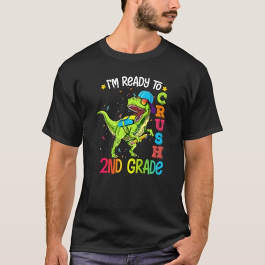 2年生の恐竜を粉砕する準備ができている新学期B Tシャツ (正面)