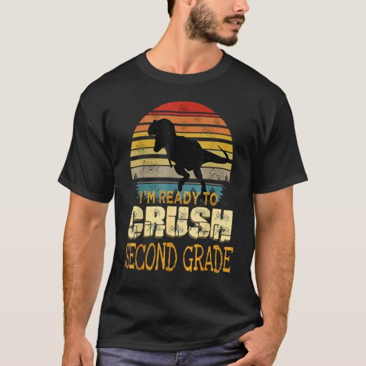 2年生の恐竜をSに押し戻す準備ができている Tシャツ (正面)