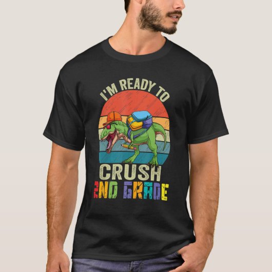 2年生の恐竜トレックスDinoを粉砕する準備ができている Tシャツ (正面)