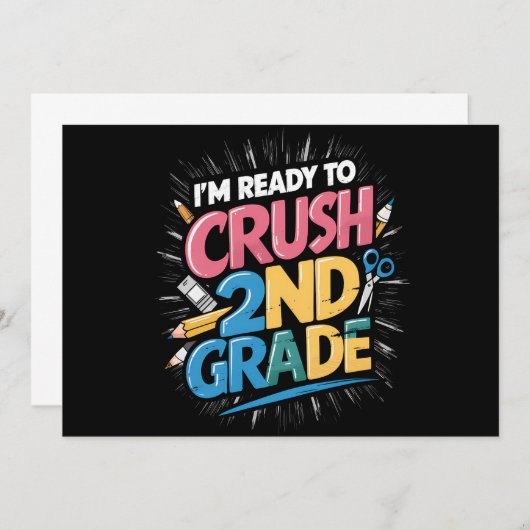 2年生の新学期、やる気満々! 招待状 (正面/裏面)