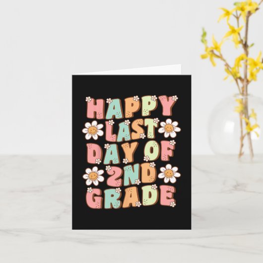 2年生の最後の日かわいいグルービー2年生のお茶 カード (黄色い花)