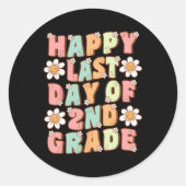 2年生の最後の日かわいいグルービー2年生のお茶 ラウンドシール (正面)