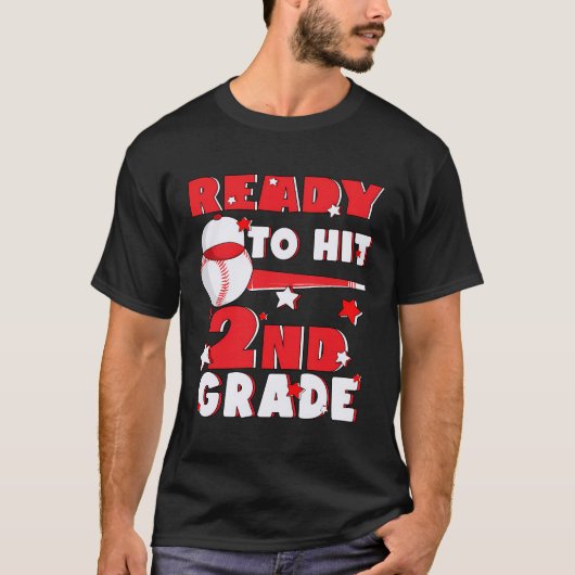 2年生の野球先生の子供を打ち返す準備ができている Tシャツ (正面)