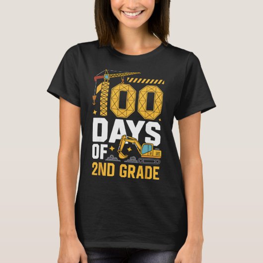 2年生の100日 コンストラクション ビークル 100日 Tシャツ (正面)