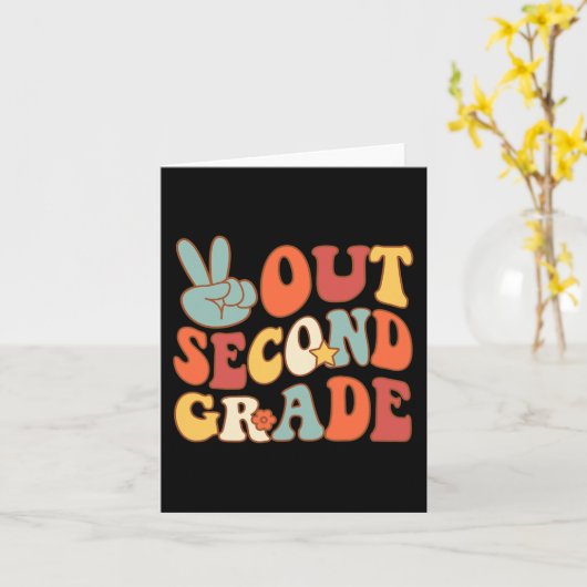 2年生のGroovyな最後の学校生活にサインアウト カード (黄色い花)