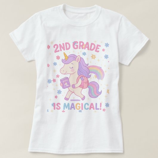 2年生は魔法のユニコーンのバックトゥスクール先生 Tシャツ (デザイン正面)